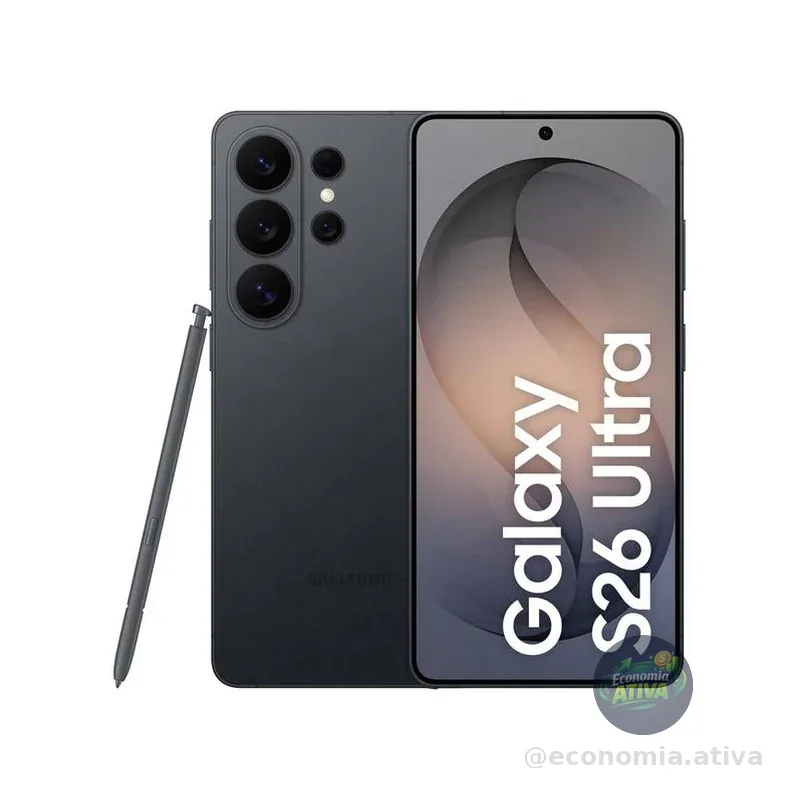 Samsung Galaxy S26 Ultra 5G 512GB Galaxy AI Preto 6,9" 12GB RAM Câm. Quádrupla 200+50+10+50MP Bateria 5000mAh Dual Chip