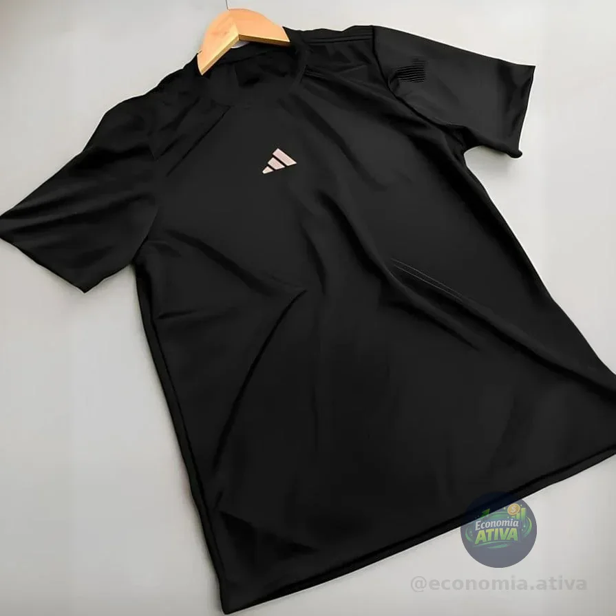 Camiseta Adidas Treino Básica Masculina - Preto+Branco