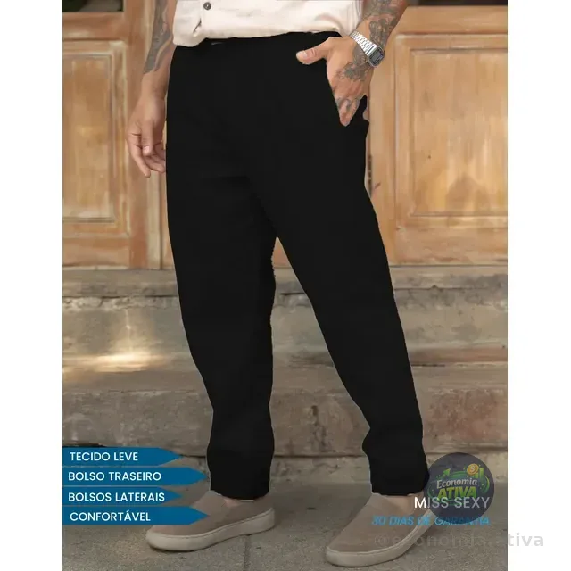 Calça Linho Masculino Social Casual C/bolsos Tecido Premium