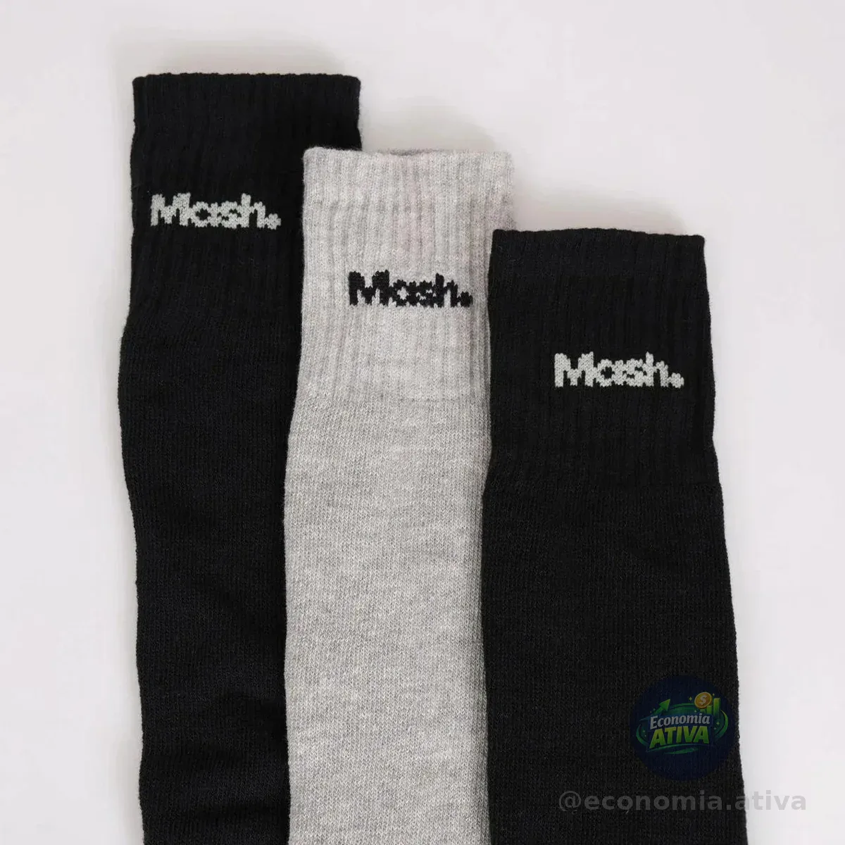 Kit 12 Meias Mash Esportiva Cano Médio Algodão