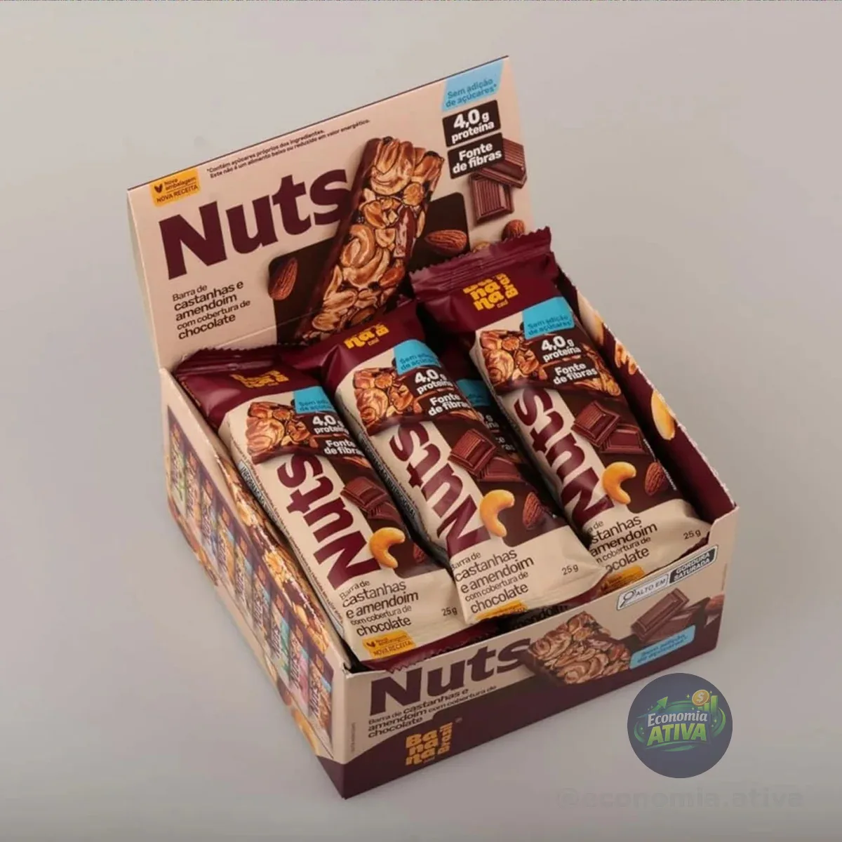 Banana Brasil - Barra De Castanhas Nuts Com Cobertura De Chocolate - (12 unidades de 25g)