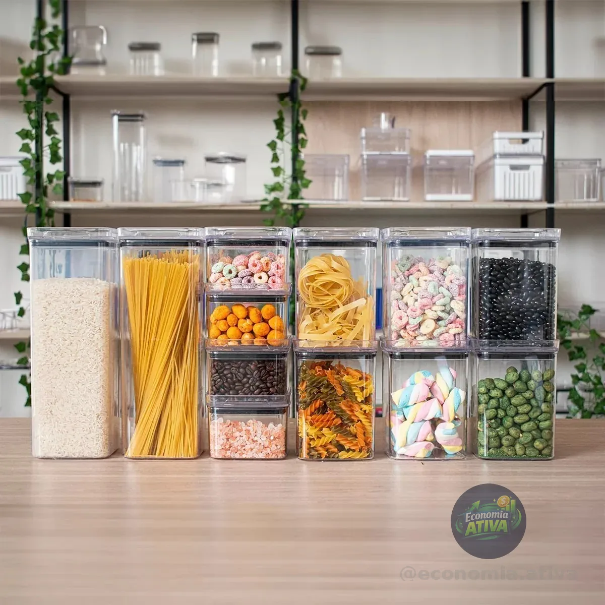 Kit Potes Porta Mantimento Hermético Quadrado Cozinha 12 Uni