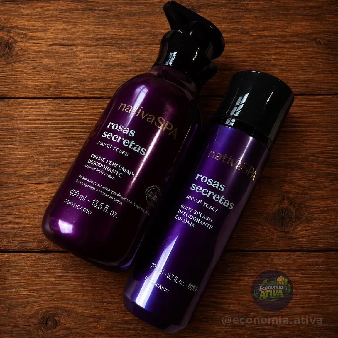 Combo Nativa Spa Rosas Secretas: Body Splash 200ml + Creme Perfumado Corporal 400ml