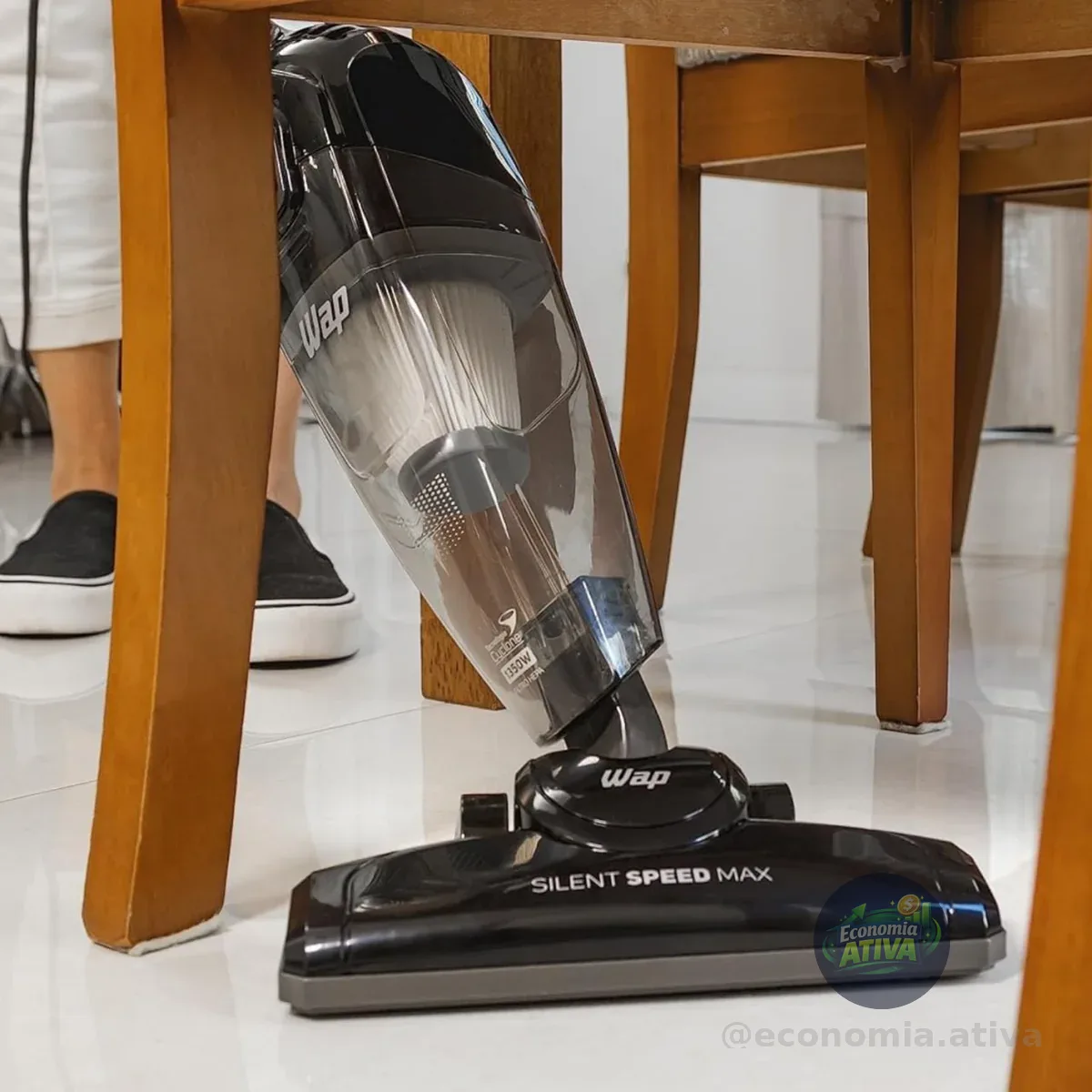 WAP Aspirador de Pó Vertical SILENT SPEED MAX 3 em 1, 1 Litro, com Extensor 1350W 220V