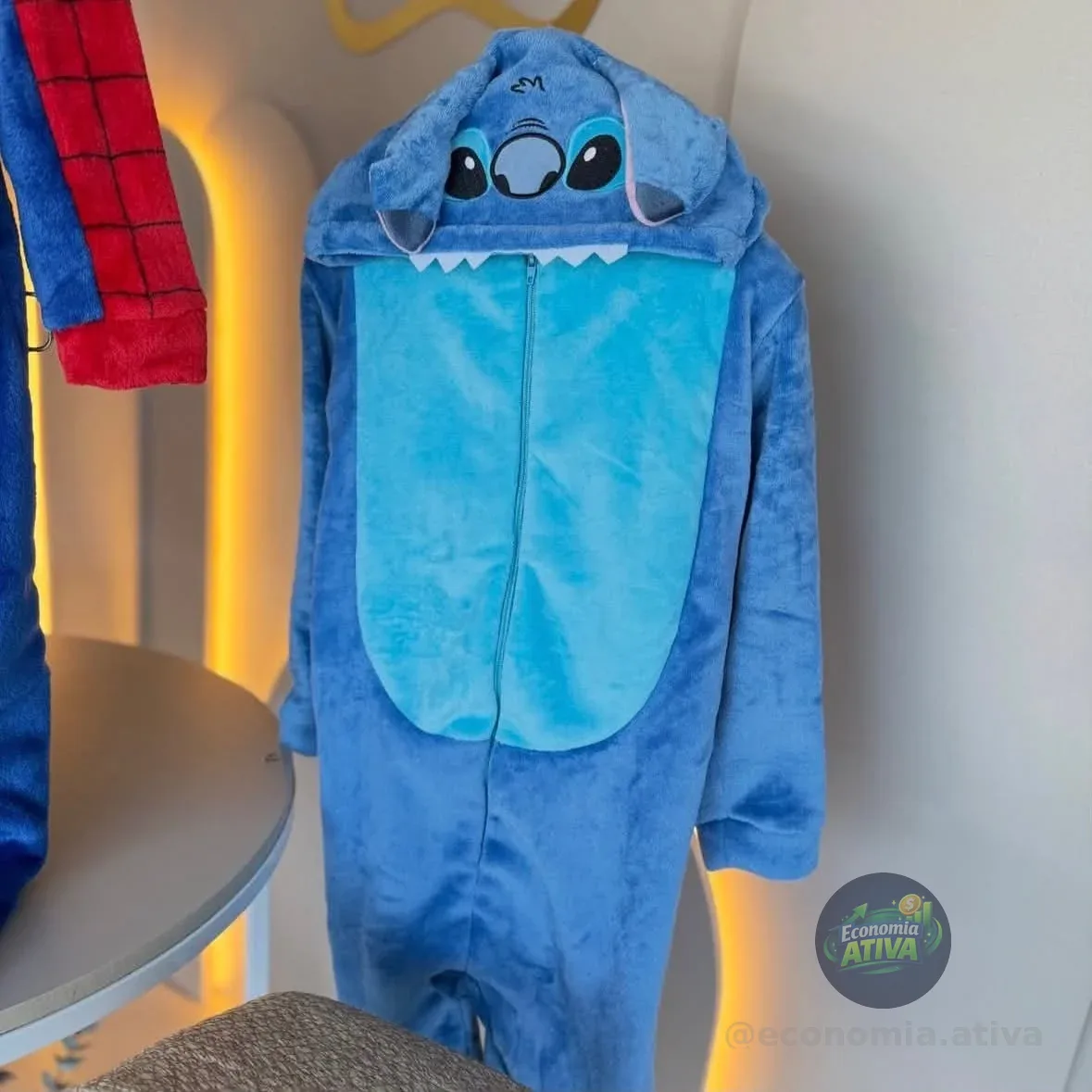 Pijama Macacão Kigurumi Stitch Feminino Adulto Plush Zíper