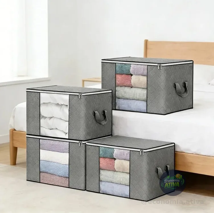 Kit 4 Saco Organizador Edredon Cobertor Multiuso Dobrável