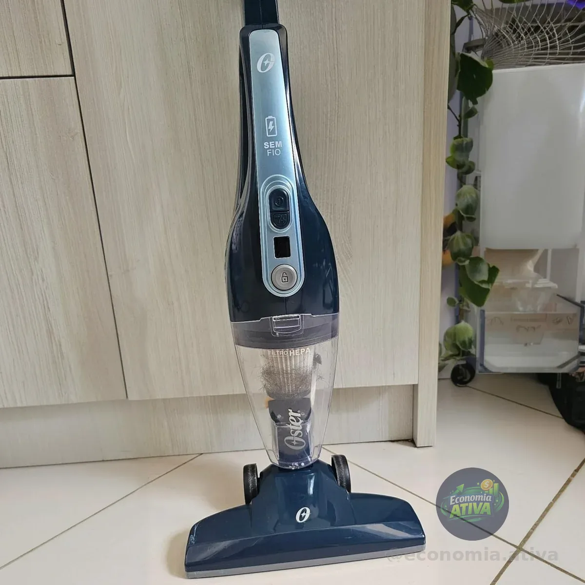 Aspirador de Pó Vertical Oster Sem Fio 3 em 1, Bateria, Azul, 90W, OASP630