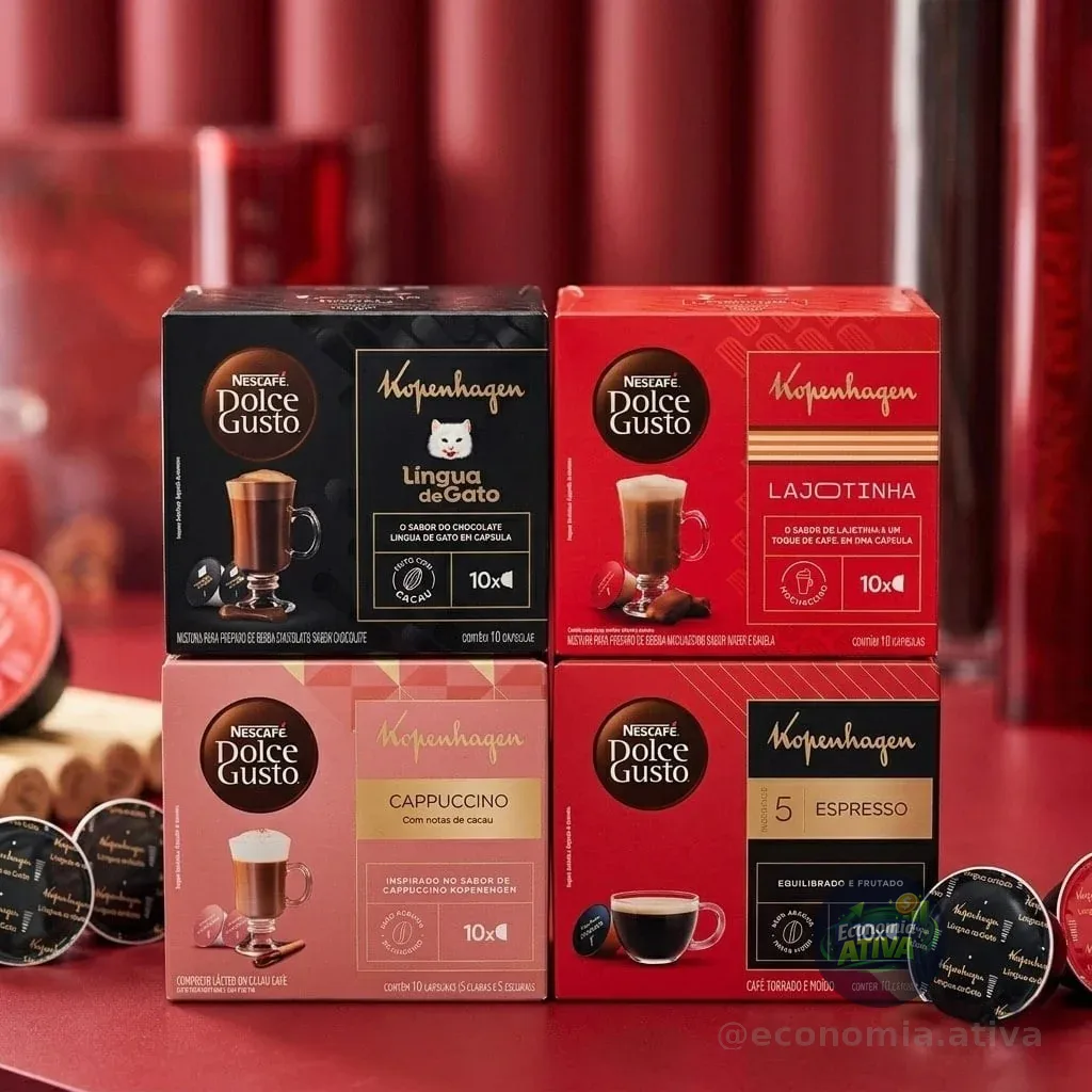Kit Dolce Gusto + KOPENHAGEN - 40 cápsulas - Língua de Gato, Lajotinha, Cappuccino e Espresso