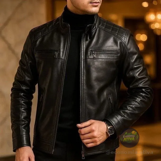 Jaqueta De Couro Masculino Slim Resistente