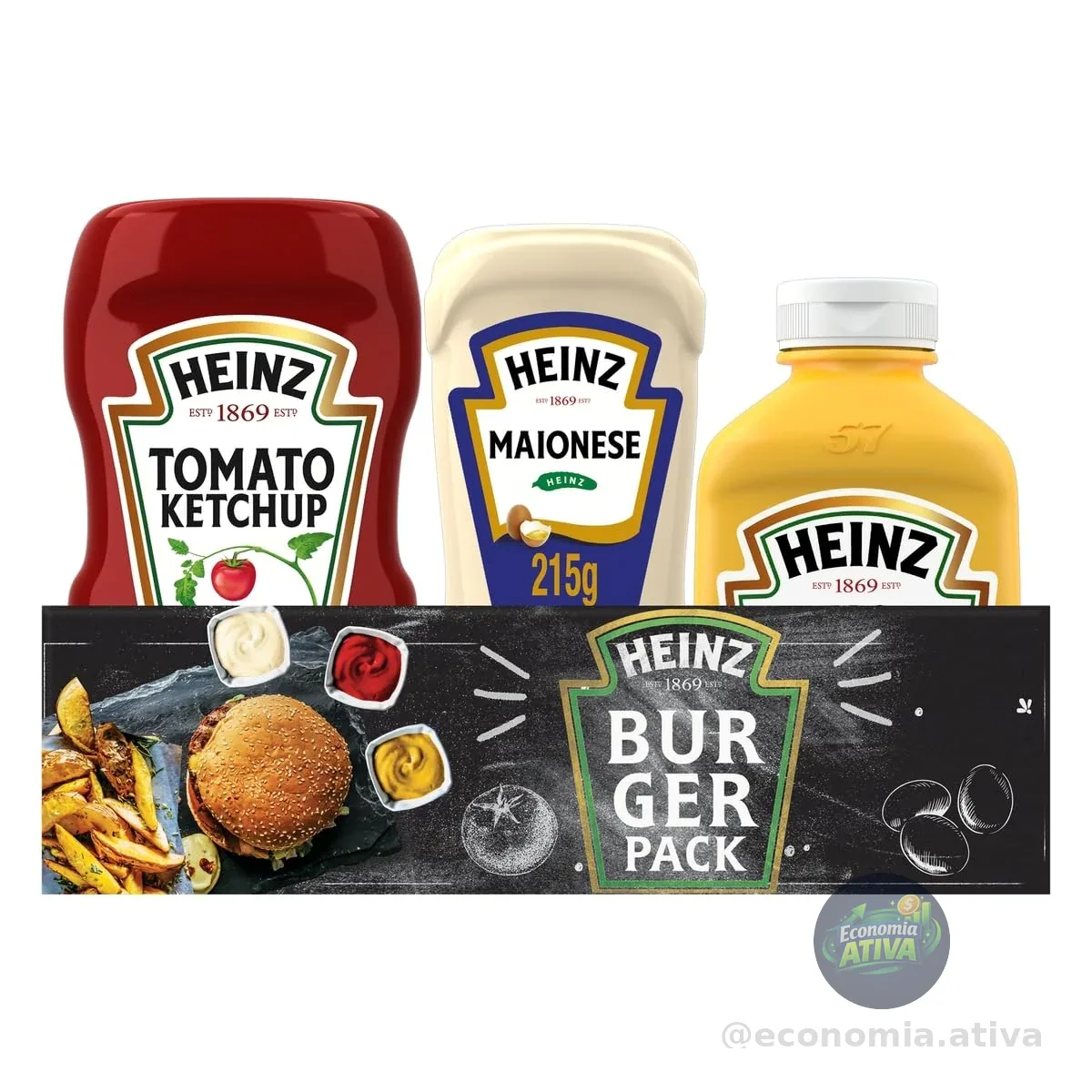 Heinz Pack Hamburguer Ketchup 397G + Maionese 215G + Mostarda 255gG