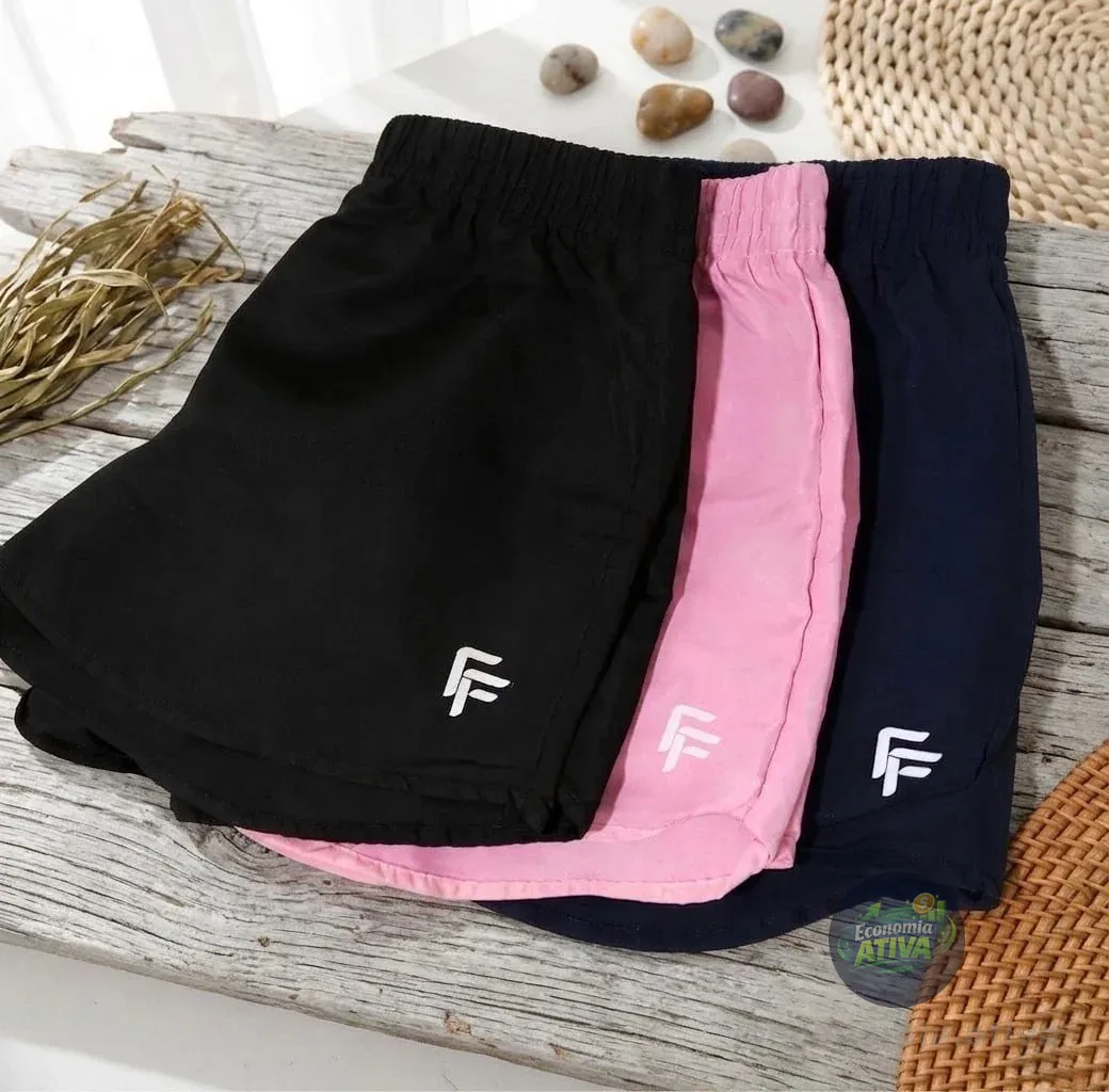 Kit 3 Shortinho Feminino Moda Praia Piscina Short Tactel