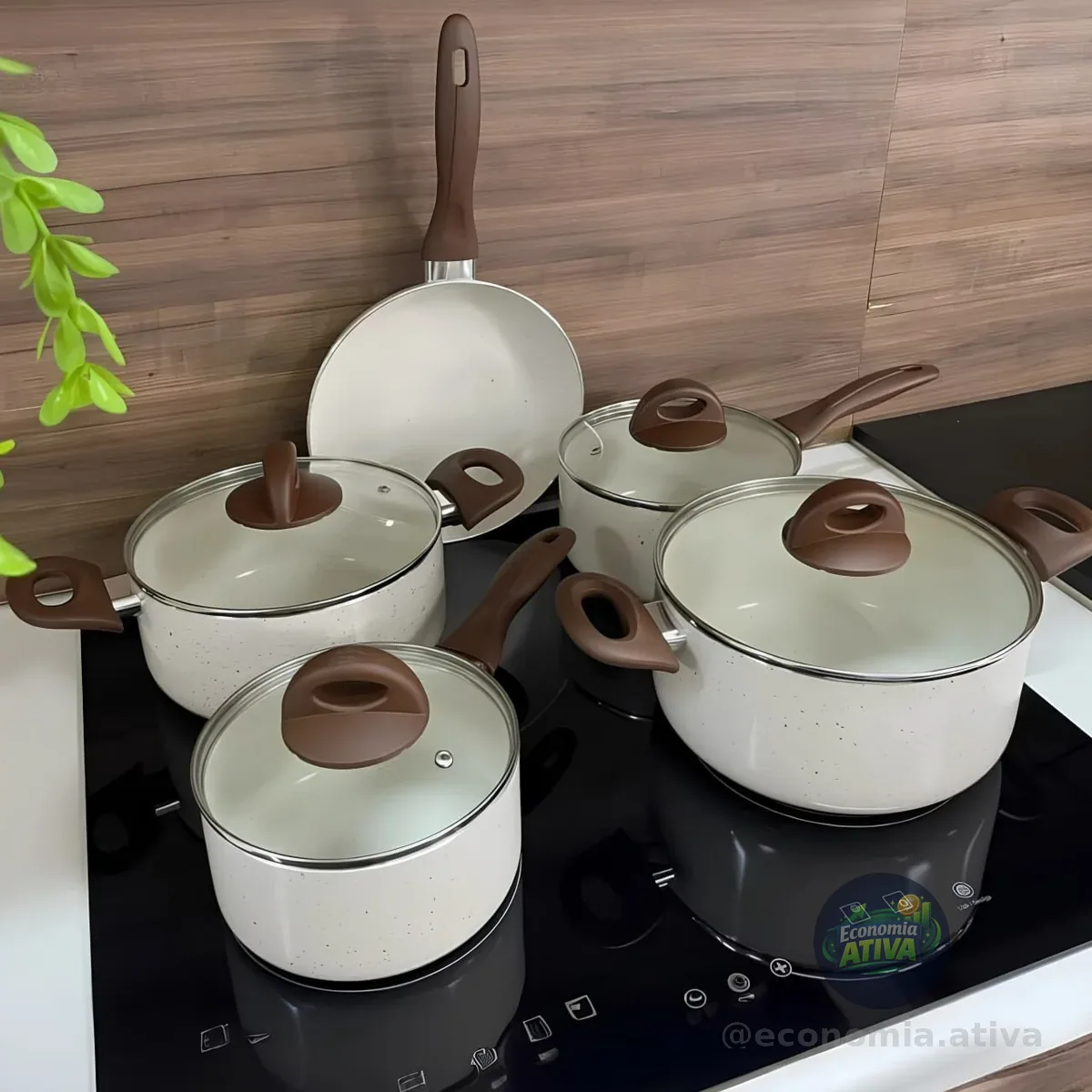 Jogo De Panelas Smart Plus Vanilla Indução Cerâmico 5peças Brinox 4774/101