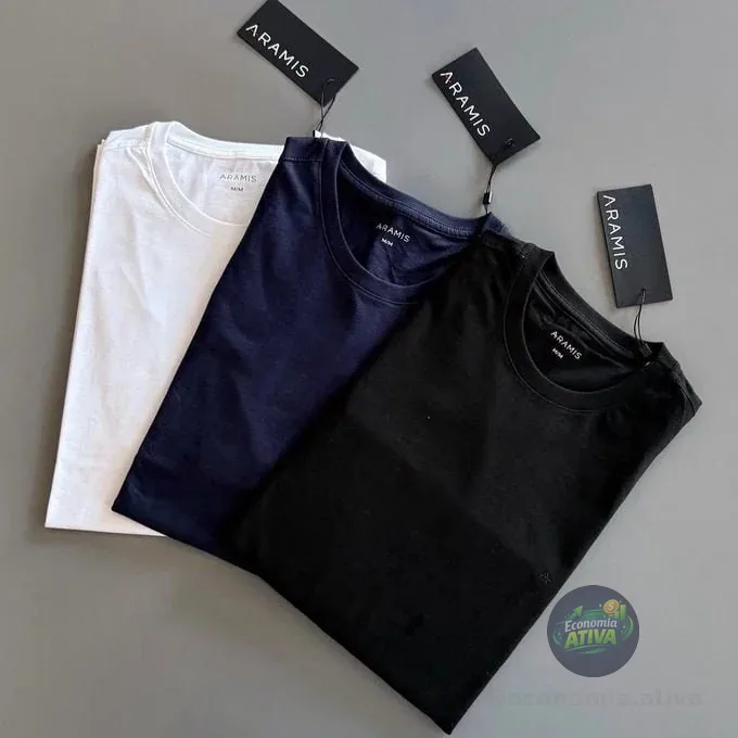 Kit Camisetas Aramis Basic Lisa Preta/branca