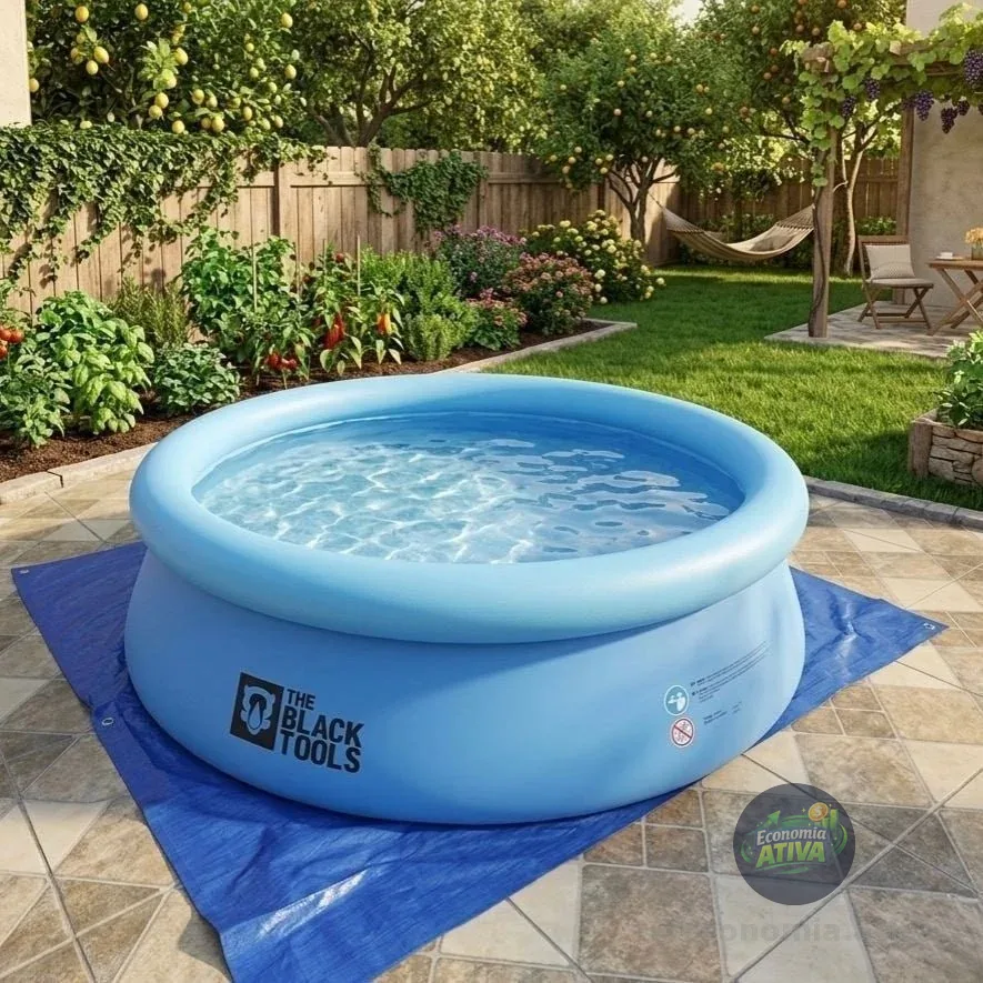 Piscina Inflável Circular The Black Tools 1400l Reforçada