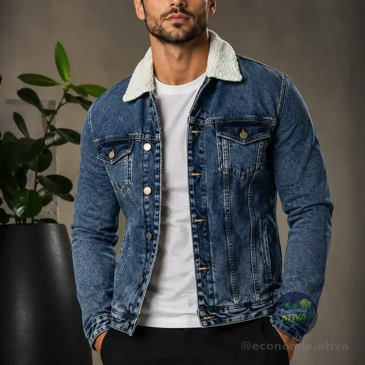 Jaqueta Masculina Sarja Jeans Slim Cores Clássicas Premium