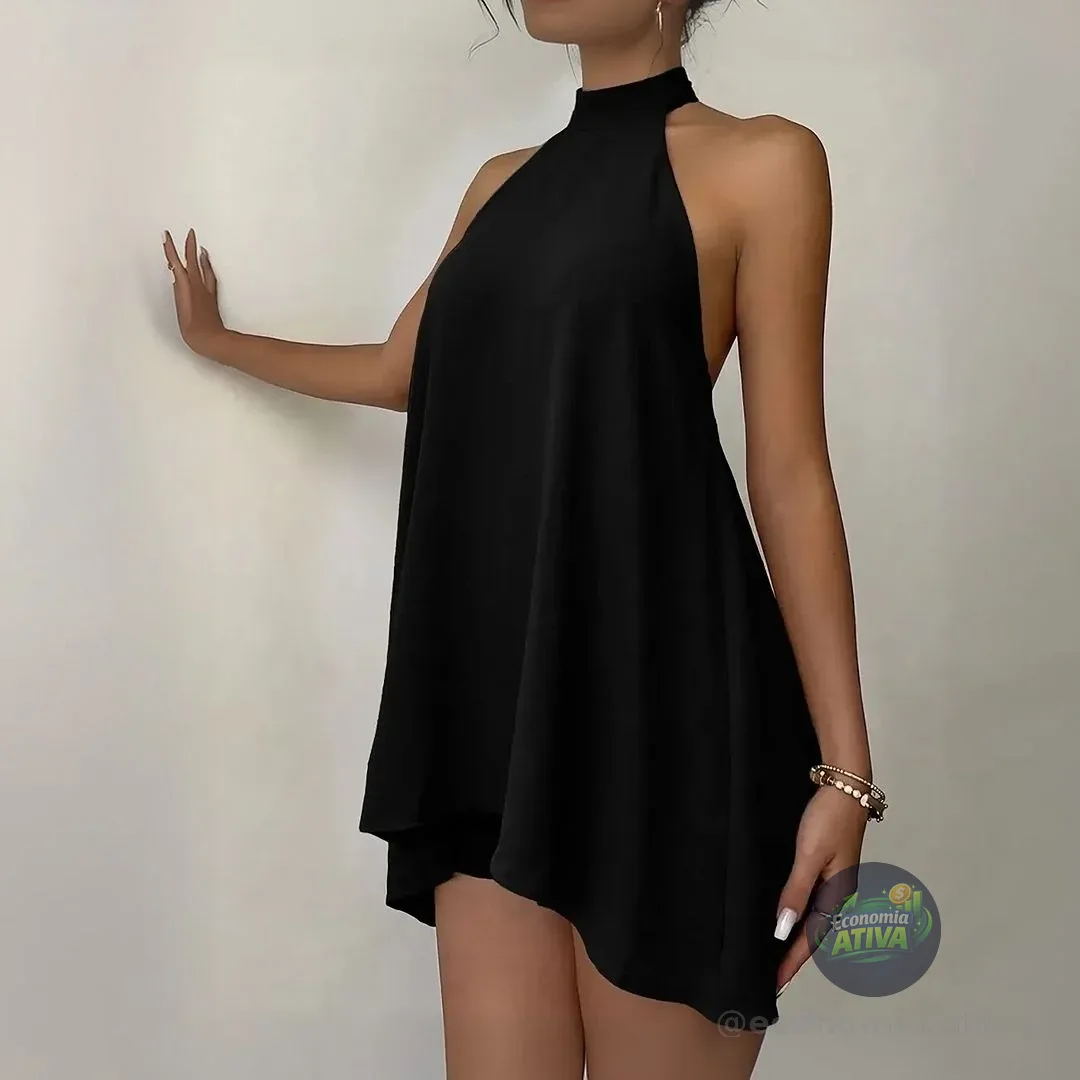 Conjunto Feminino Vestido Soltinho Frente Unica Short Verão