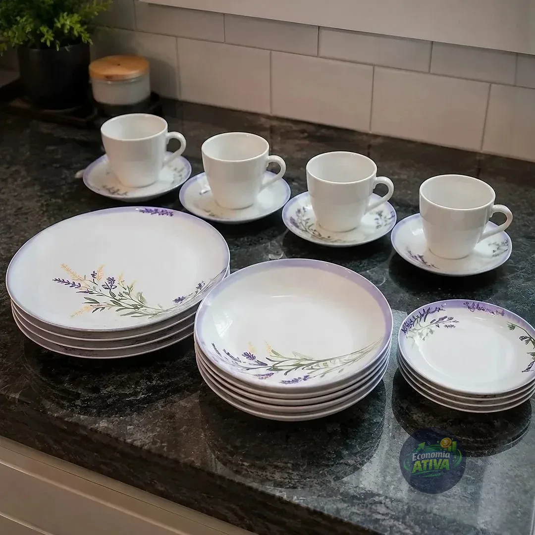 Aparelho De Jantar Tramontina 20pçs Campestre Em Porcelana Floral