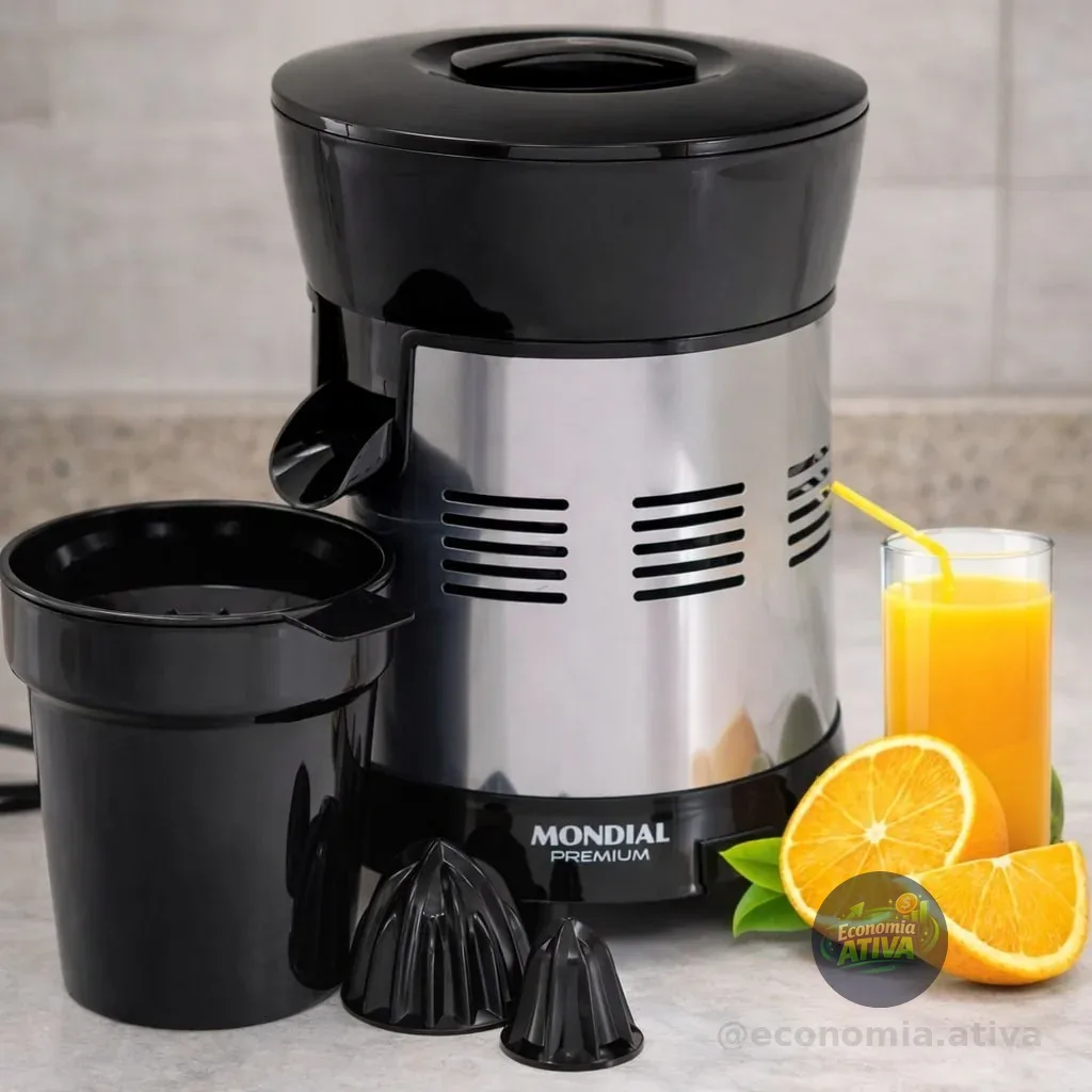 MONDIAL Extrator de Sucos Turbo Premium Preto/Inox, 250W, Bivolt - E-10