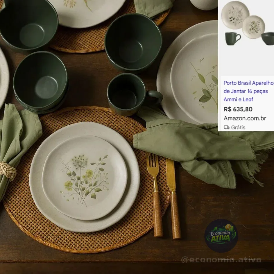 Aparelho De Jantar 16 Peças Ammi E Leaf Porto Brasil