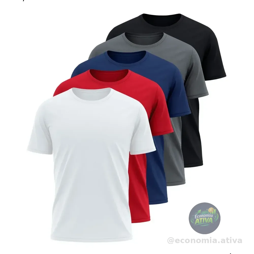 Kit 5 Camisetas Básicas Masculina Dry Fit Lisa