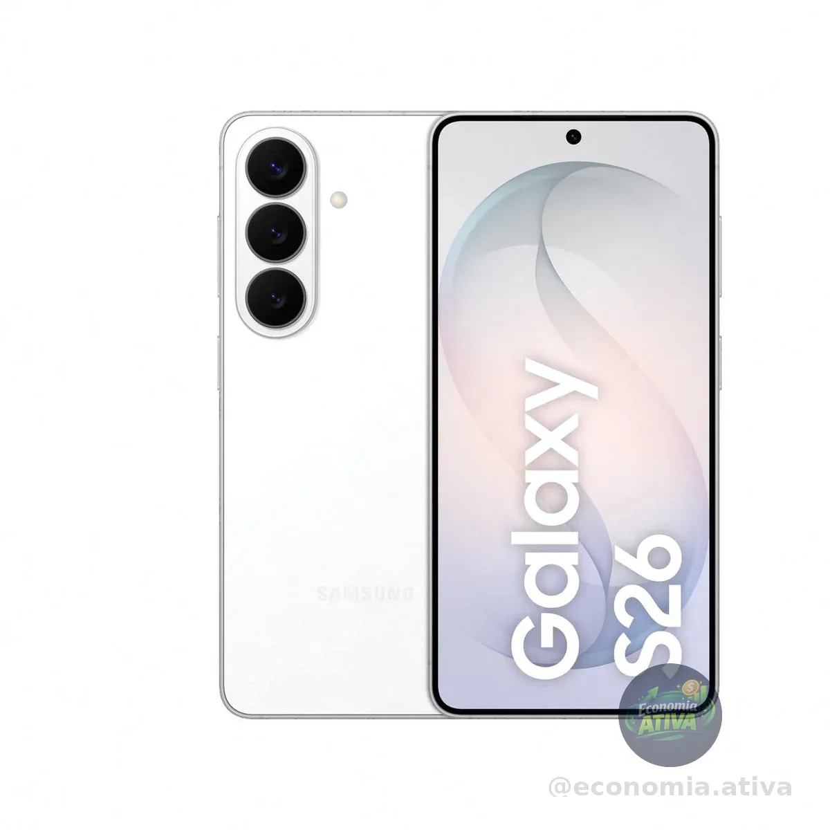 Celular Samsung Galaxy S26 5G, 256GB, 12GB RAM, Câmera Tripla de 50+12+10, Tela Grande de 6.3" - Branco