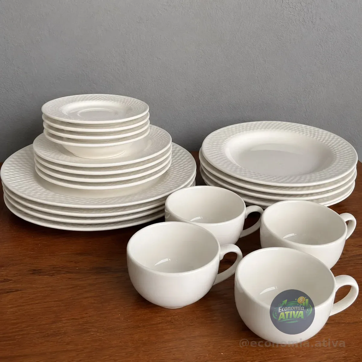 Aparelho De Jantar 30 Peças Split White Alleanza Cerâmica Cor Branco
