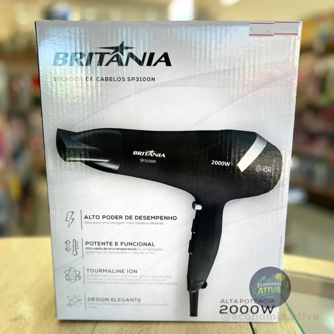 Secador de Cabelo Britânia 2 Temperaturas 2000W SP3100N 127V