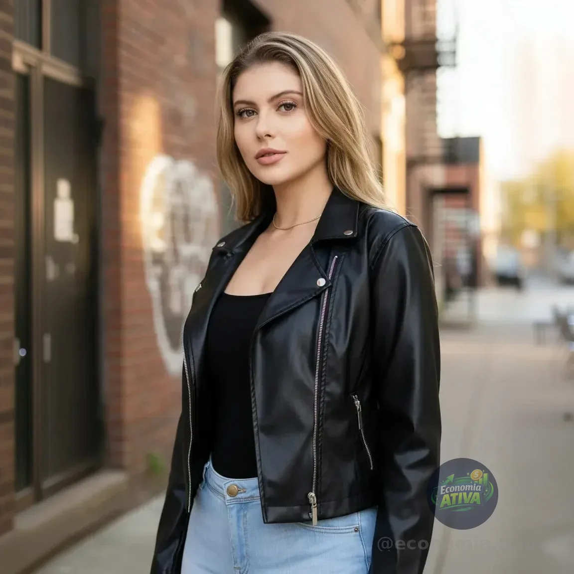 Jaqueta Feminina Couro Sintético Casaco Blusa Moda Outono Inverno