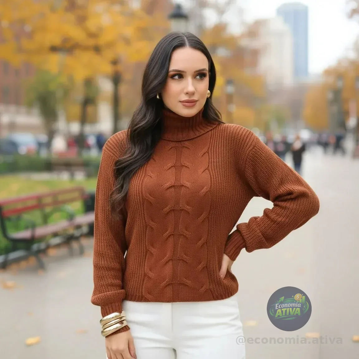 Sueter Gola Alta Pullover Feminino Blusa Tricot Lã Elegante