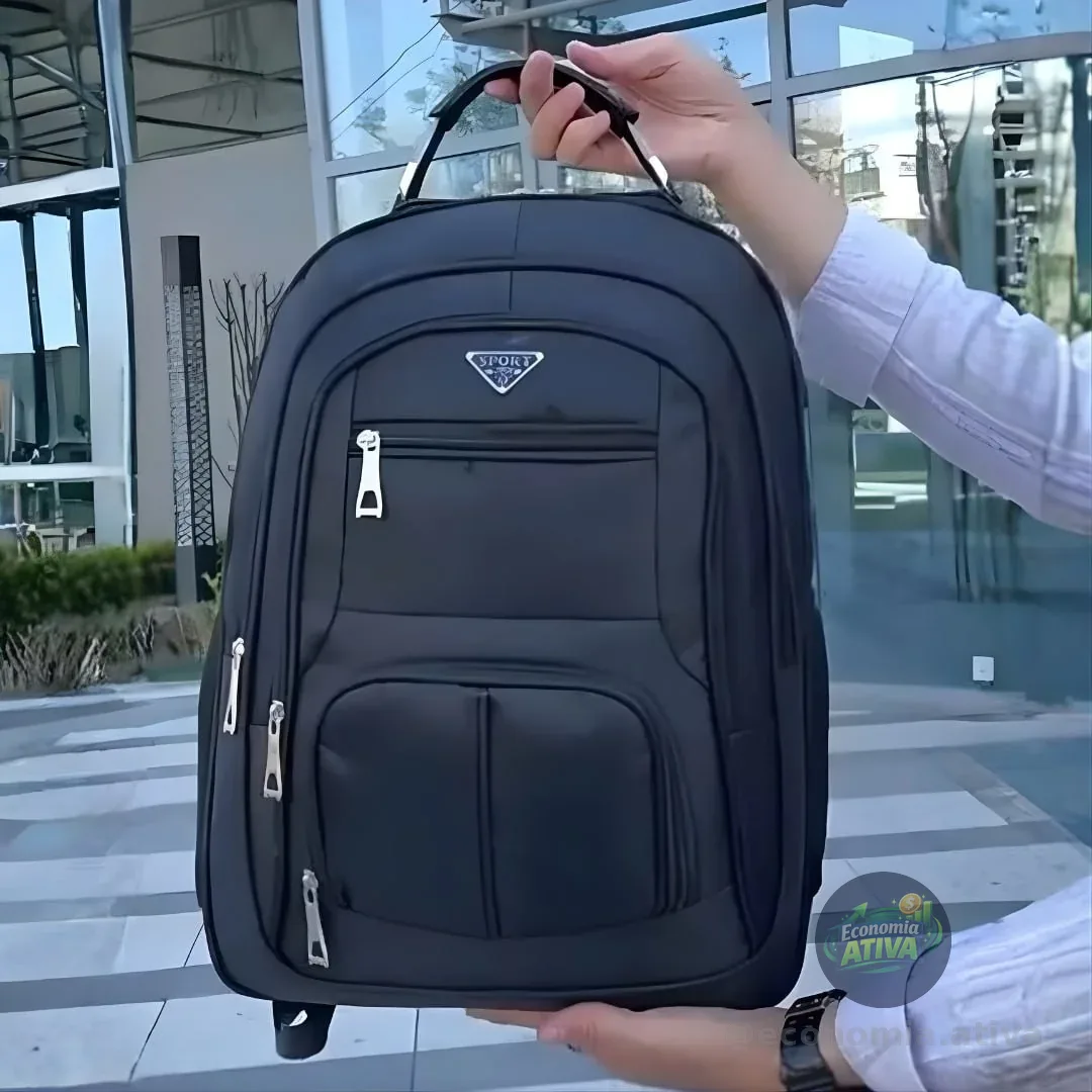 Mochila Masculina Impermeável Faculdade Alça Reforçada Preto Preto Liso