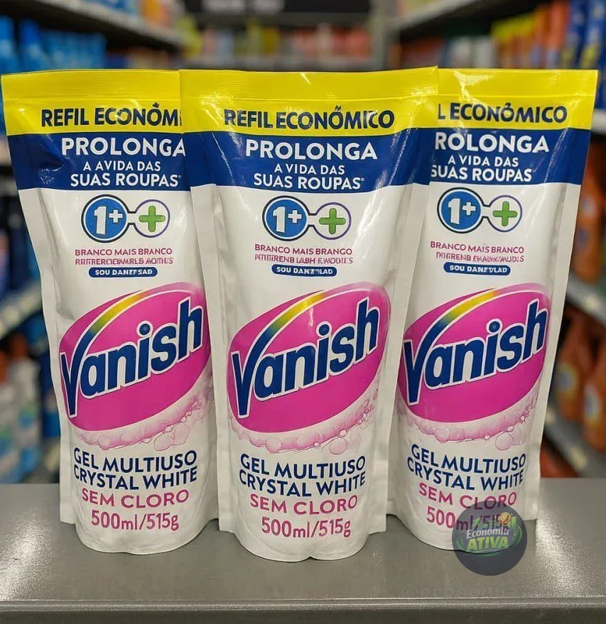 Tira Manchas Vanish Líquido Crystal White para roupas brancas Refil Econômico 500ml