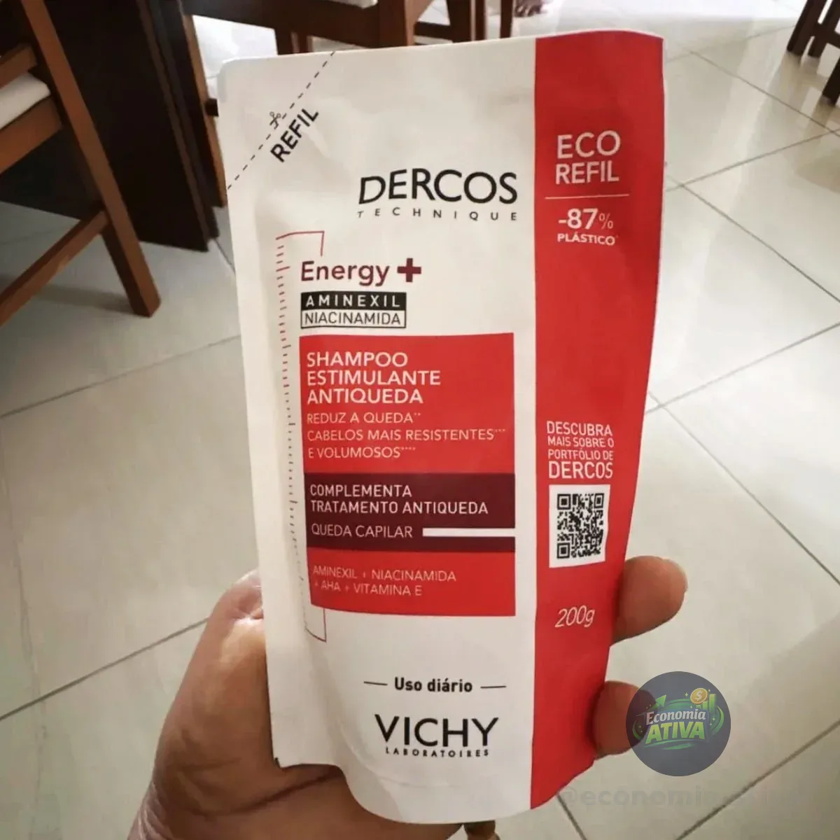 Vichy Dercos Energy+, Refil Shampoo Estimulante 200g