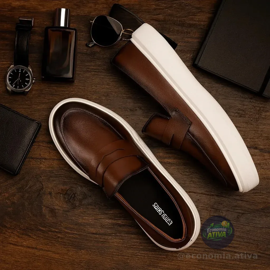 Sapato Loafer Masculino Mocassim Couro Casual Comfort Luxo