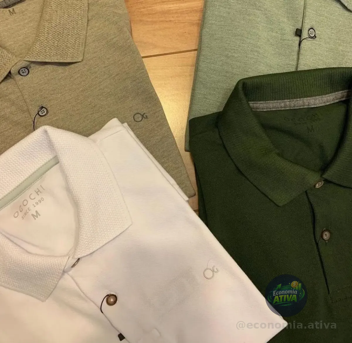 Camisa Masculina Social Gola Polo Ogochi Slim Manga Curta