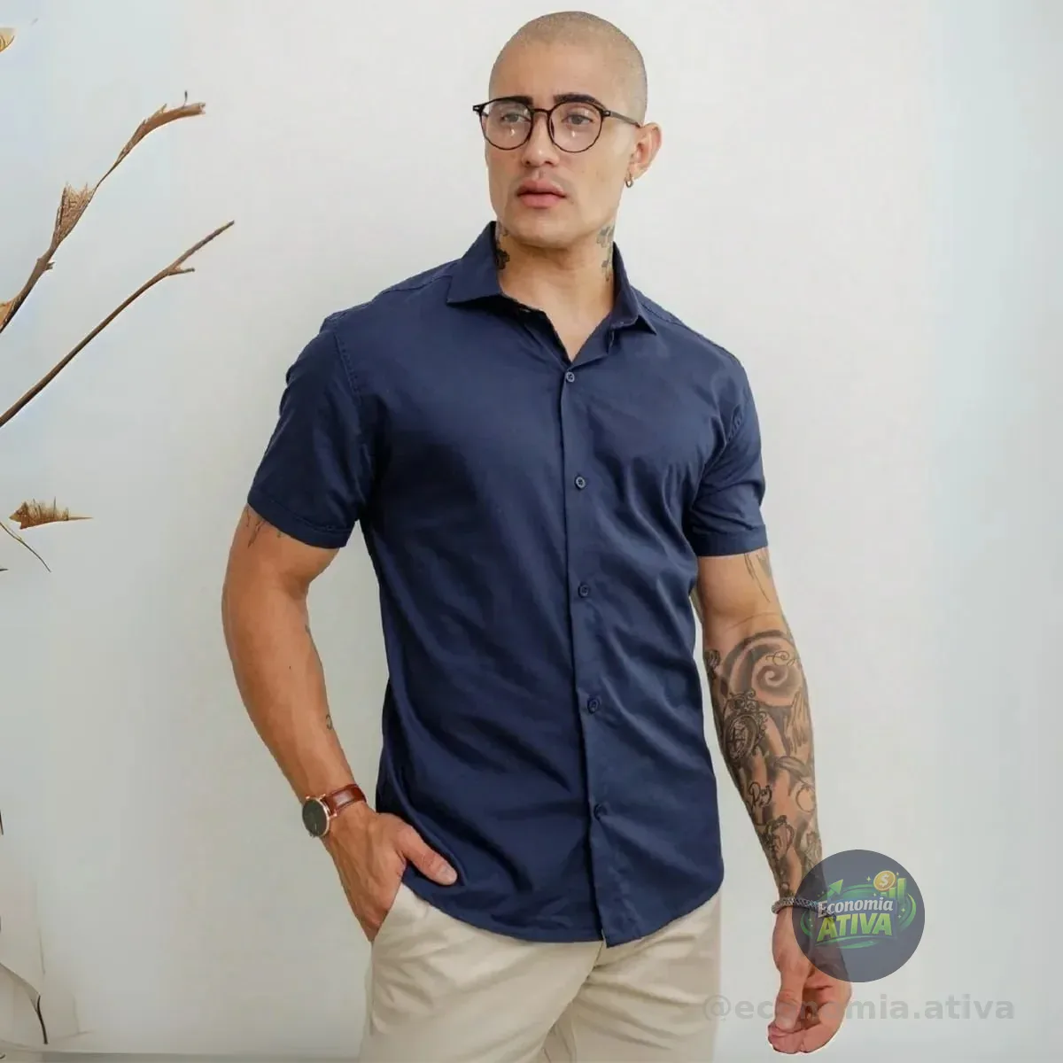 Camisa Social Masculina Gola Italiana Confortável (11 cores)