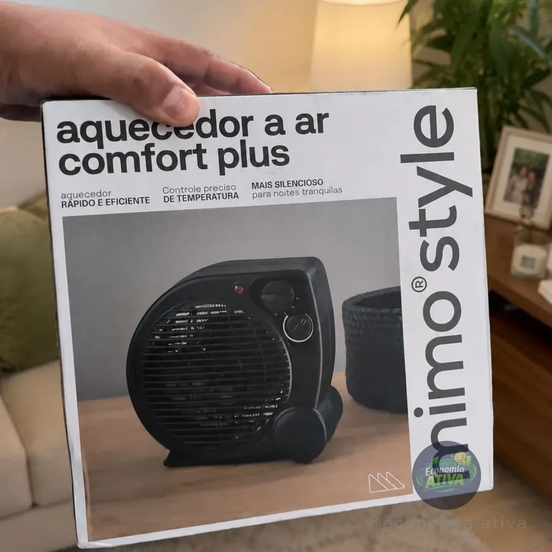 Aquecedor Elétrico 110v Portátil A Ar Ventilador Quente Preto Aq04 - Mimo Style