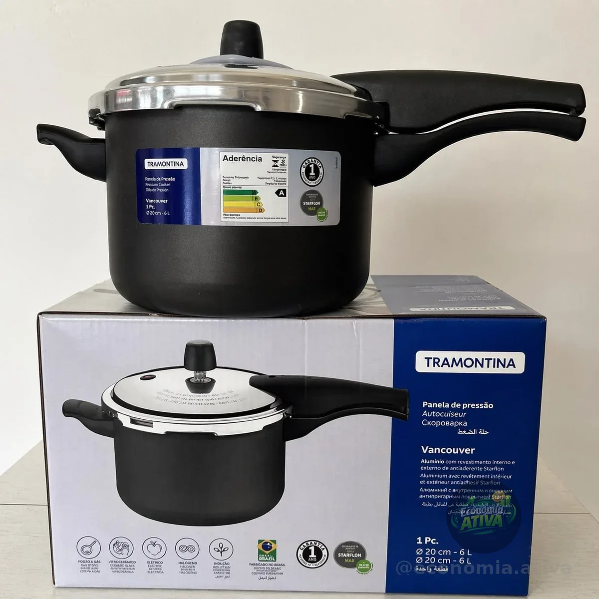 Tramontina 6,0l Vancouver 24 Cm Grande Panela De Pressão