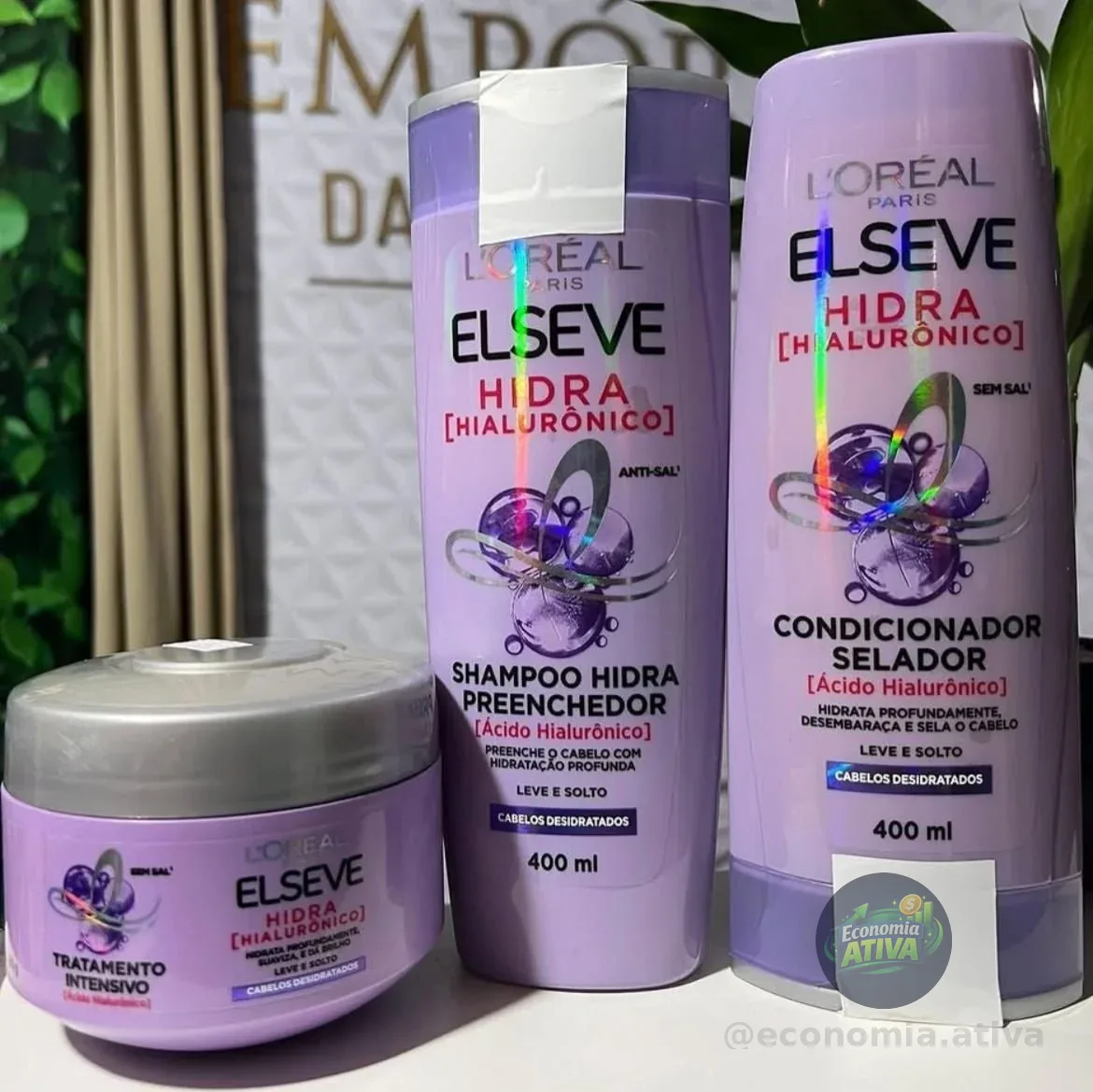 L'Oréal Paris Elseve Hidra Hialurônico Kit - Shampoo 400ml - Condicionador 400ml - Creme de Tratamento 300G