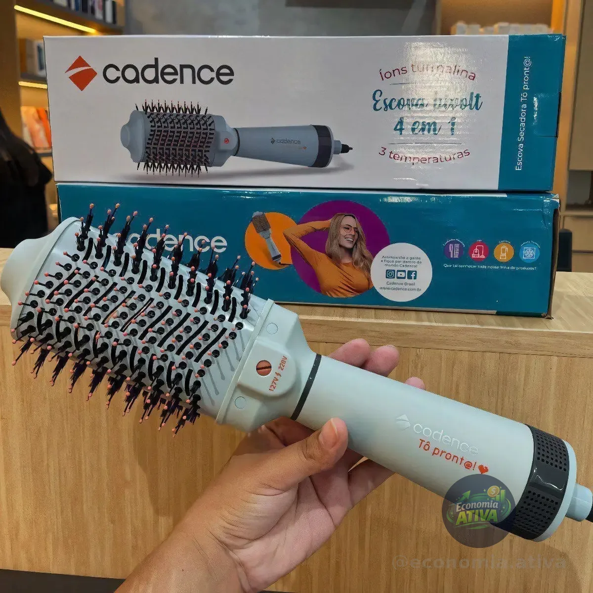 Escova Cadence Secadora Alisadora Volumizadora Esc710-biv Cinza