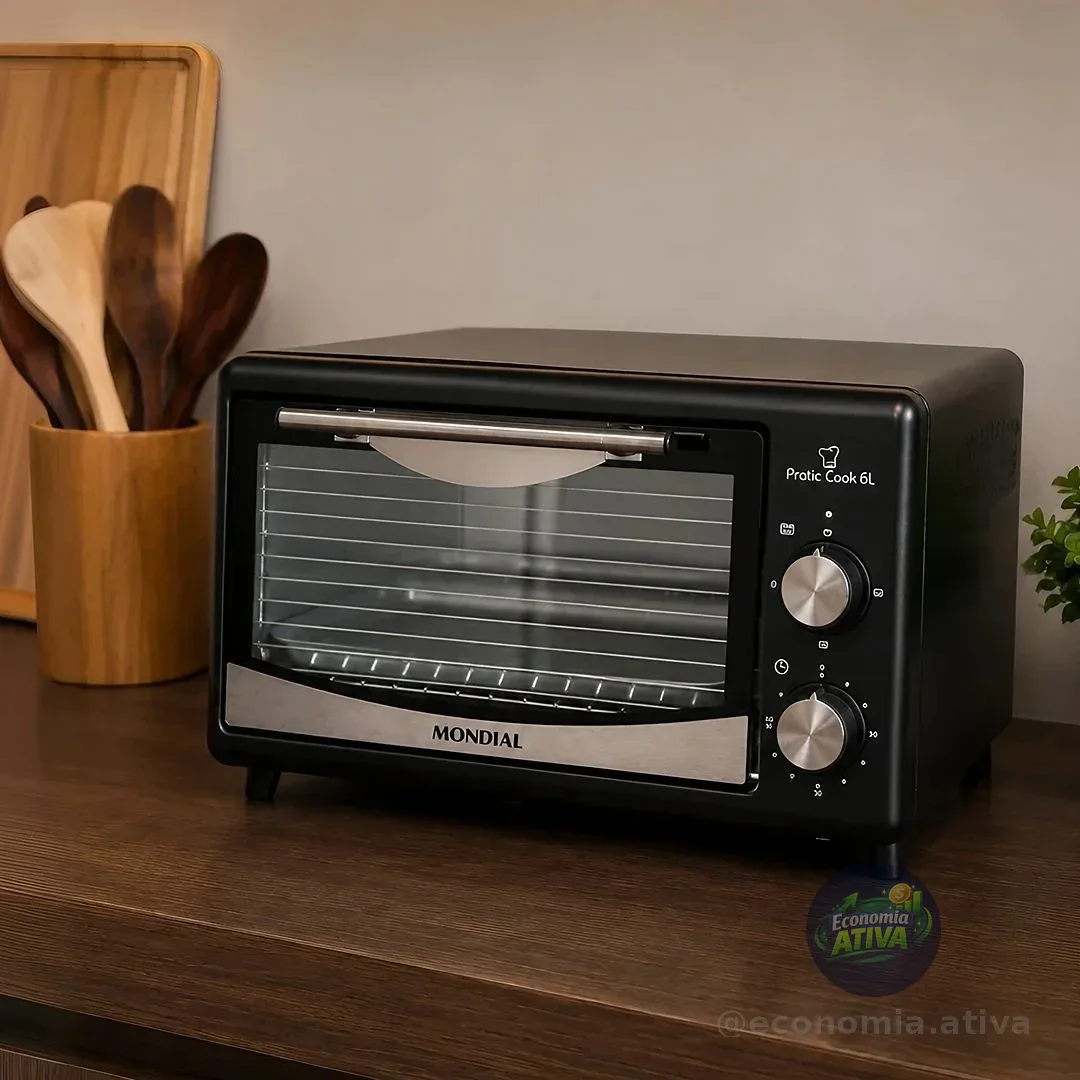 MONDIAL Forno Pratic Cook 6L, Preto, 650W, 220V - FR-09