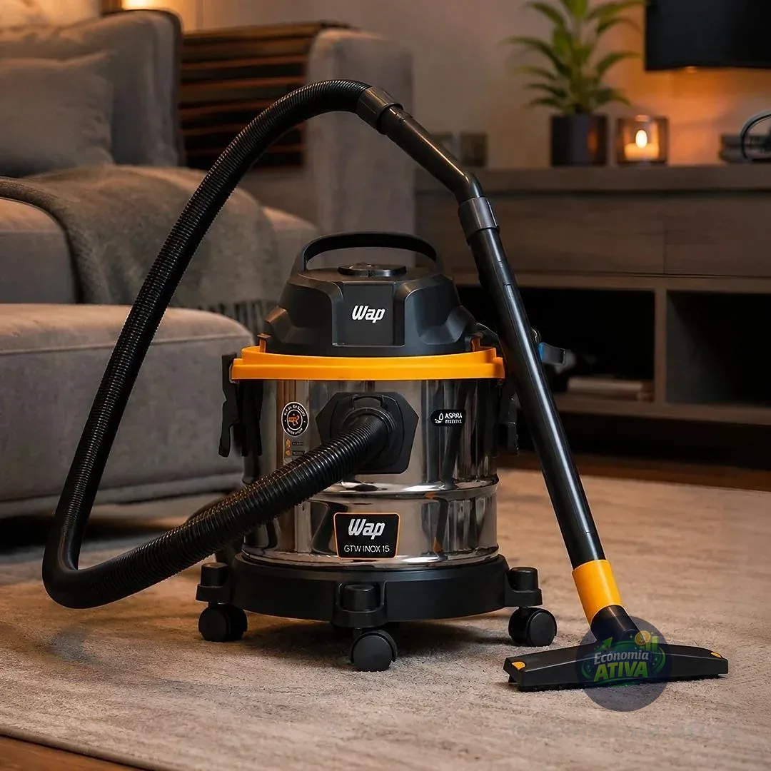 Aspirador de Pó e Água WAP GTW Inox 15 Barril 1700W 220V + Bocal de Sopro e Acessórios