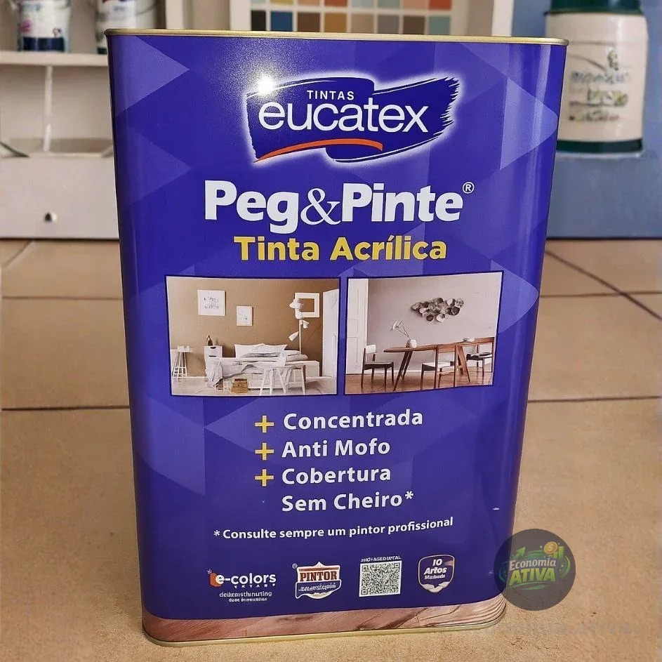 Tinta Eucatex Acrilica Pintura Parede Peg E Pinte 18 Cores