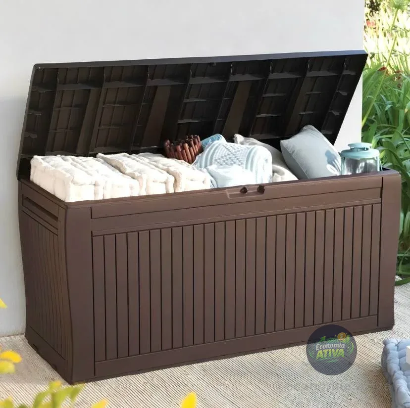 Caixa Baú Organizador Keter Comfy Cor Marrom