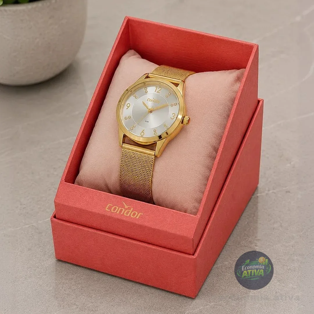 Relógio Condor Feminino Dia A Dia Co2035nqt/4k Dourado Prata