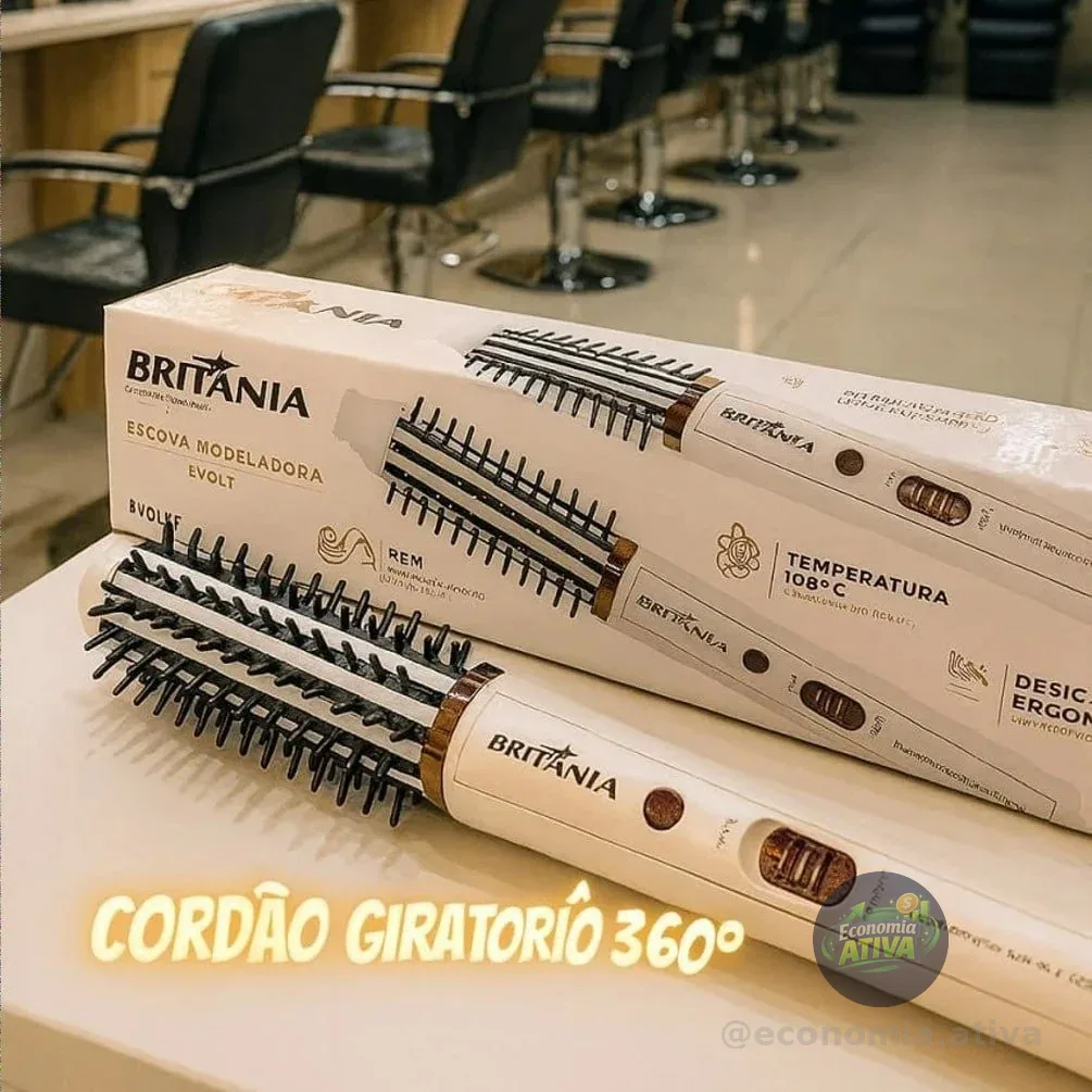 Escova Modeladora Britânia Bec04 2 Em 1 Branca Bivolt