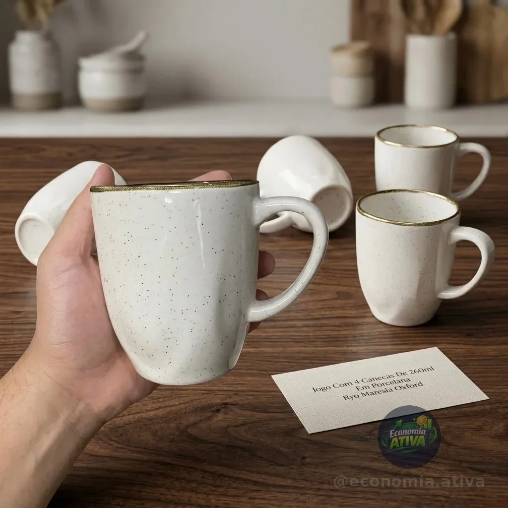 Jogo Com 6 Canecas De 260ml Em Porcelana Ryo Maresia Oxford
