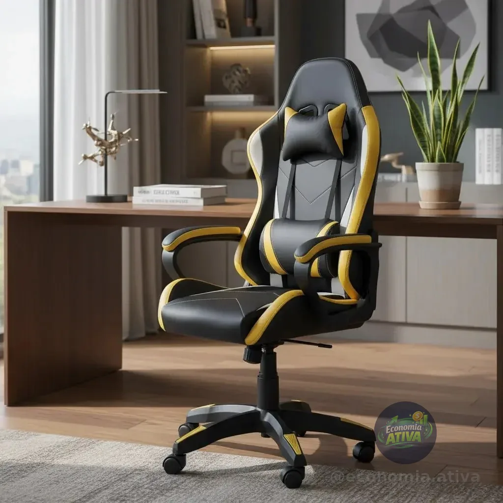 Cadeira Gamer Python Fly Ergonômica Giratória Altura Ajustável Amarela