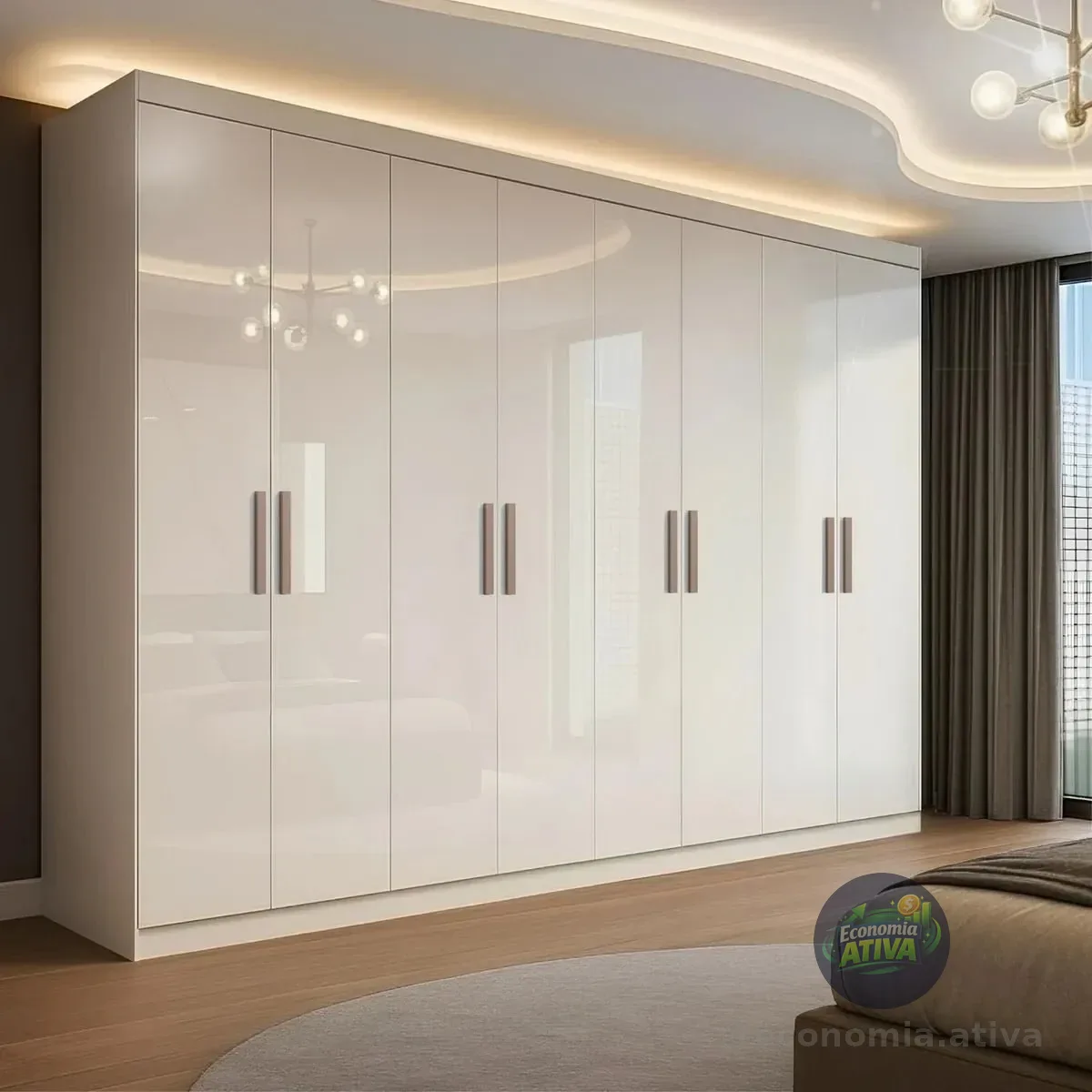 Guarda Roupa Casal Branco 8 Portas 4 Gavetas Paris Espresso Móveis