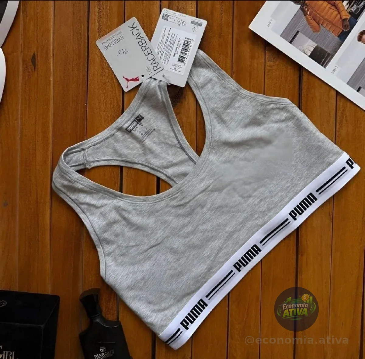 Top Puma Nadador Feminino Sem Bojo Algodão Fitness Academia