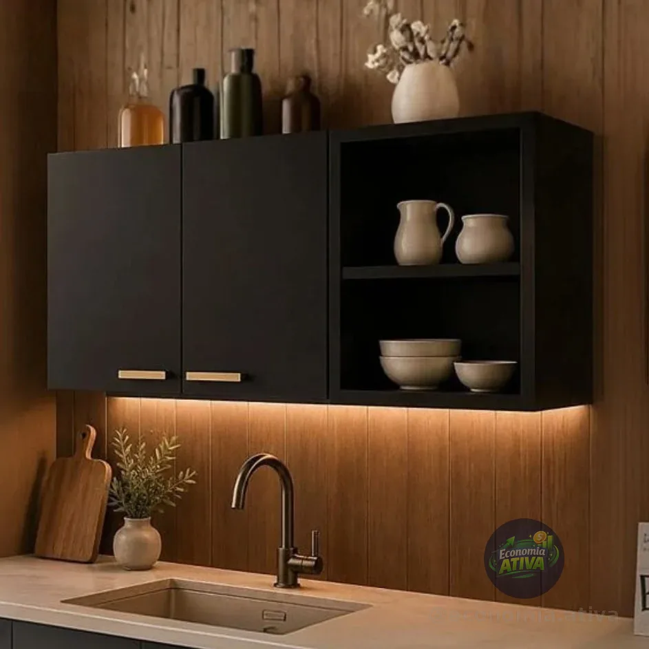 Armário De Cozinha Multiuso Aéreo C/ Nicho Moderno Ajl Store